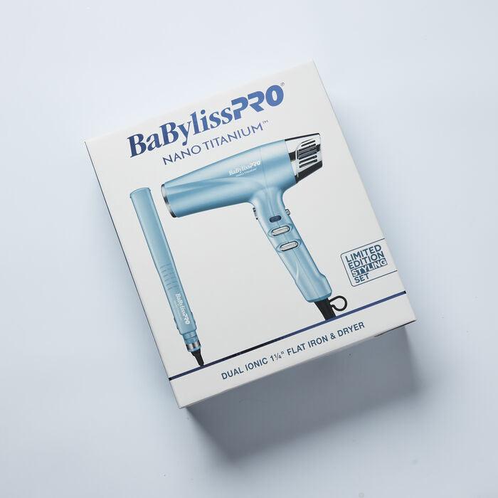 BaBylissPRO Nano Titanium Dual Ionic 1 1/4'' Flat Iron and Dryer (BNT9100) - AdrianaBeautySupply II