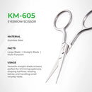 Eyebrow Scissors KM.605 ( Stainless Steel ) - AdrianaBeautySupply