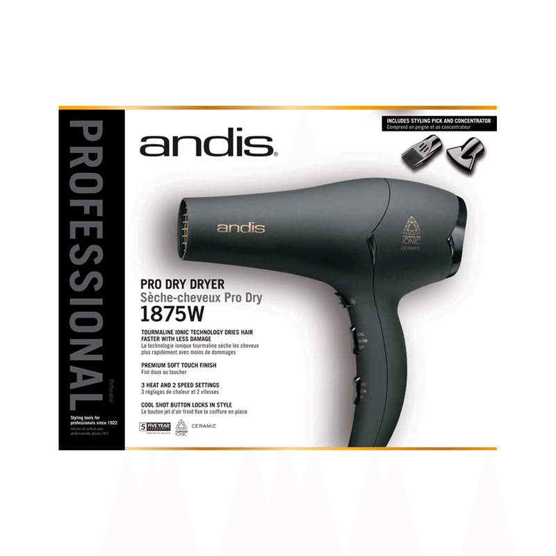 Andis pro dry professional styling hair dryer black 1875w best sale