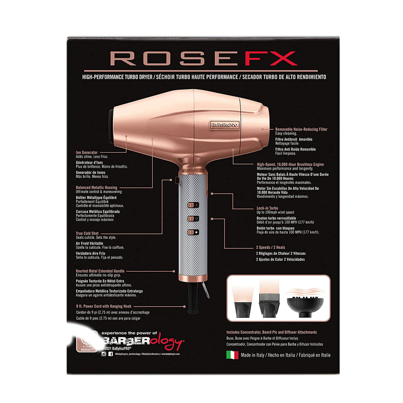 BaBylissPRO ROSEFX High Performance Turbo Dryer FXBDRG1 - Rose Gold