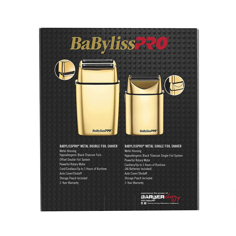 BaBylissPRO® LimitedFX Collection Gold & Black Double & Single Foil Shaver Duo