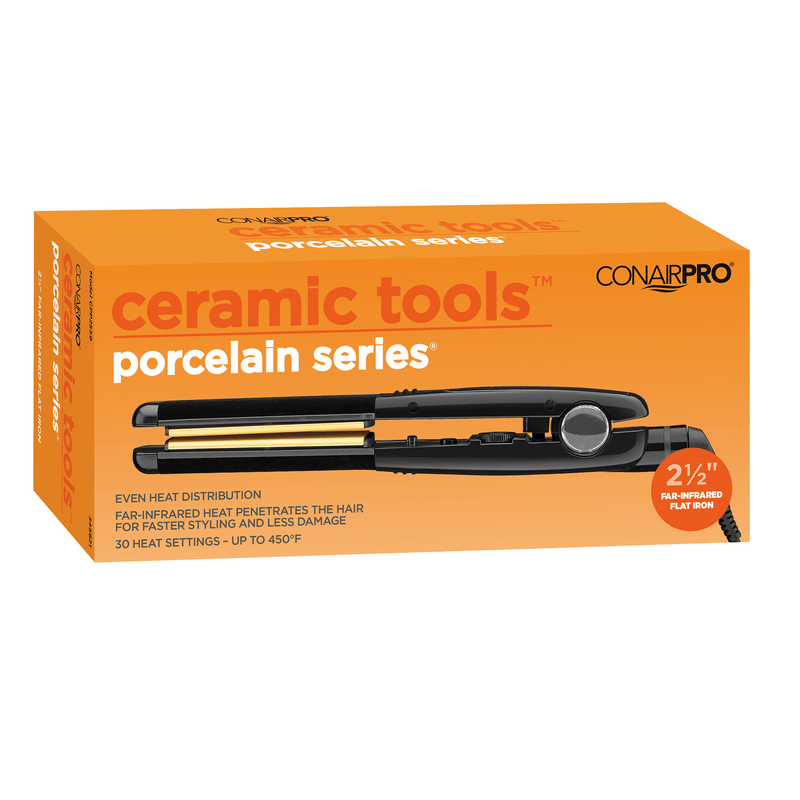 CONAIRPRO Porcelain Series - 2 1/2" FAR-INFRARED FLAT IRON - AdrianaBeautySupply II