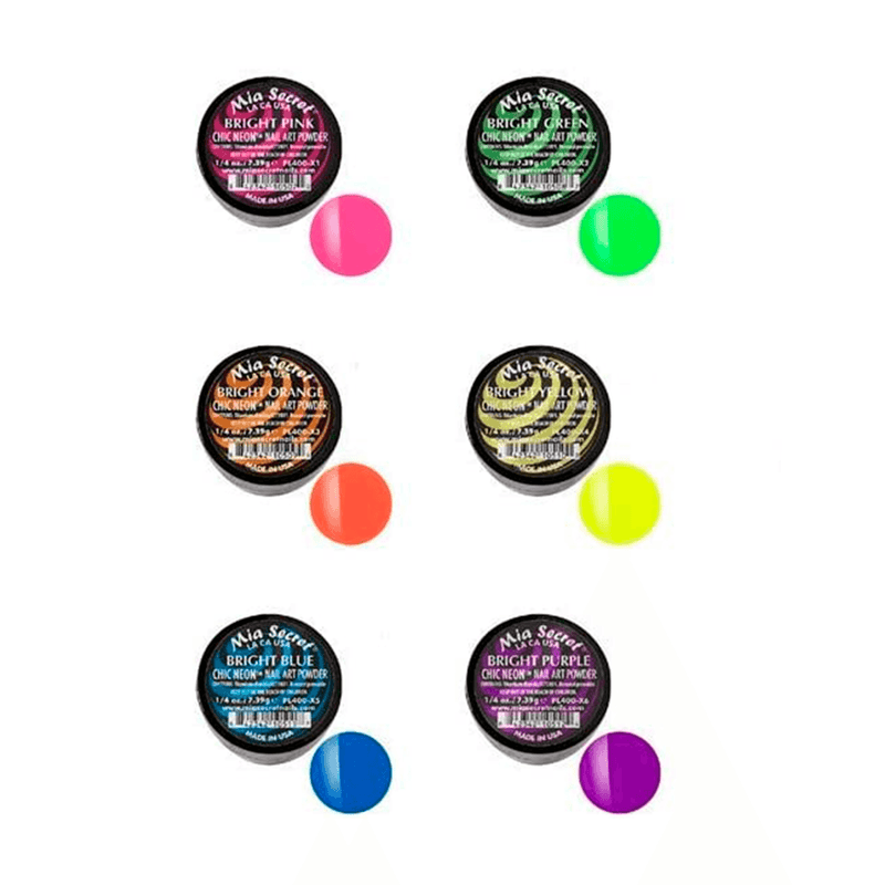 Chic Neon Acrylic Powder 6 Pcs Mix Collection - AdrianaBeautySupply II