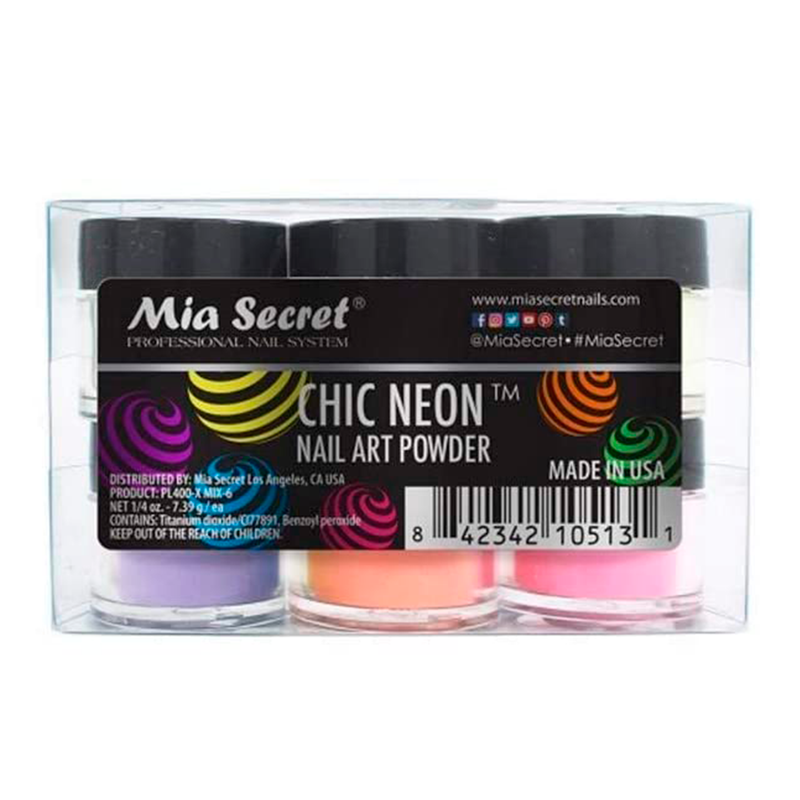 Chic Neon   Acrylic Powder 6 Pcs  Mix Collection