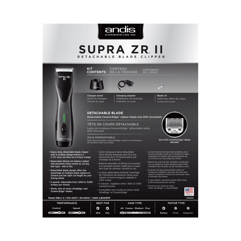 Supra ZR® II Cordless Detachable Blade Clipper