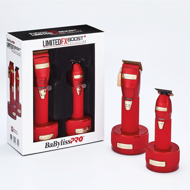 BaByliss PRO Red FX Boost+ Limited Edition Clipper & Trimmer Set (FXHOLPKCTB-R)