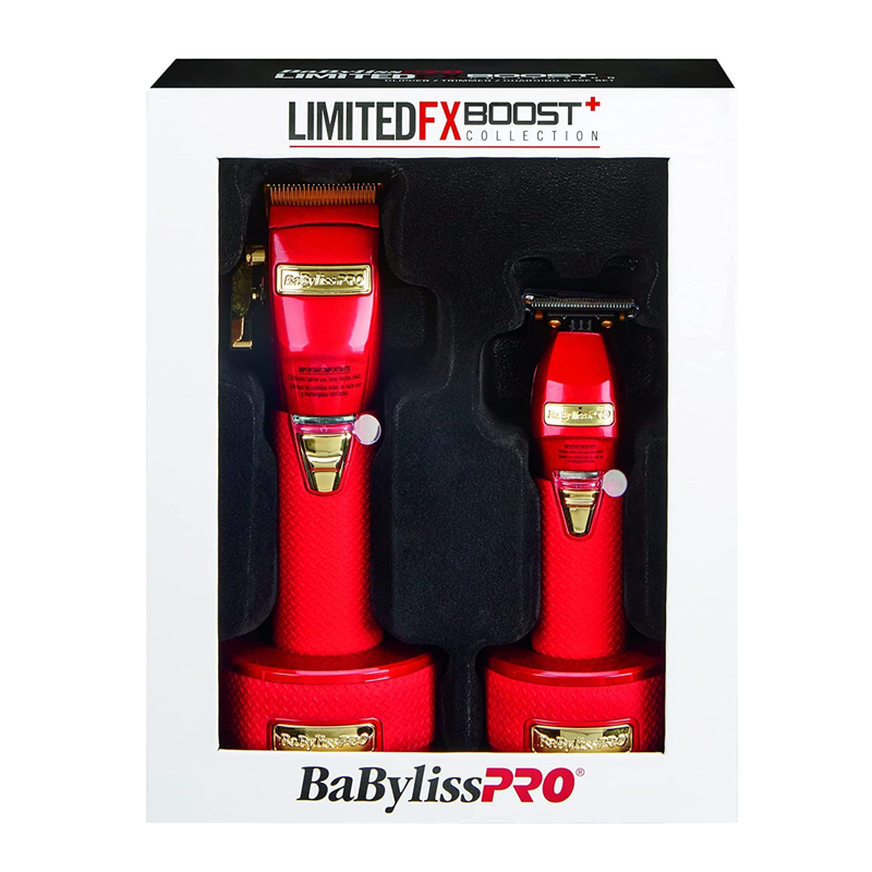 BaByliss PRO Red FX Boost+ Limited Edition Clipper & Trimmer Set (FXHOLPKCTB-R)
