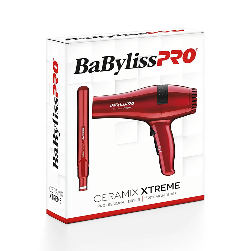 BabylissPRO Ceramix Xtreme Hair Blow Dryer & 1" Hair Straightener Flat Iron Combo Set