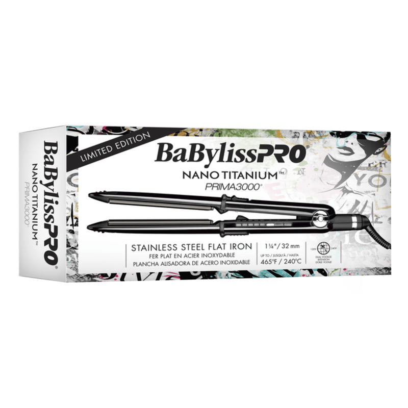 BaBylissPRO® Nano Titanium™ Limited Edition Prima3000 1¼" Ionic Straightener (Black) - AdrianaBeautySupply II